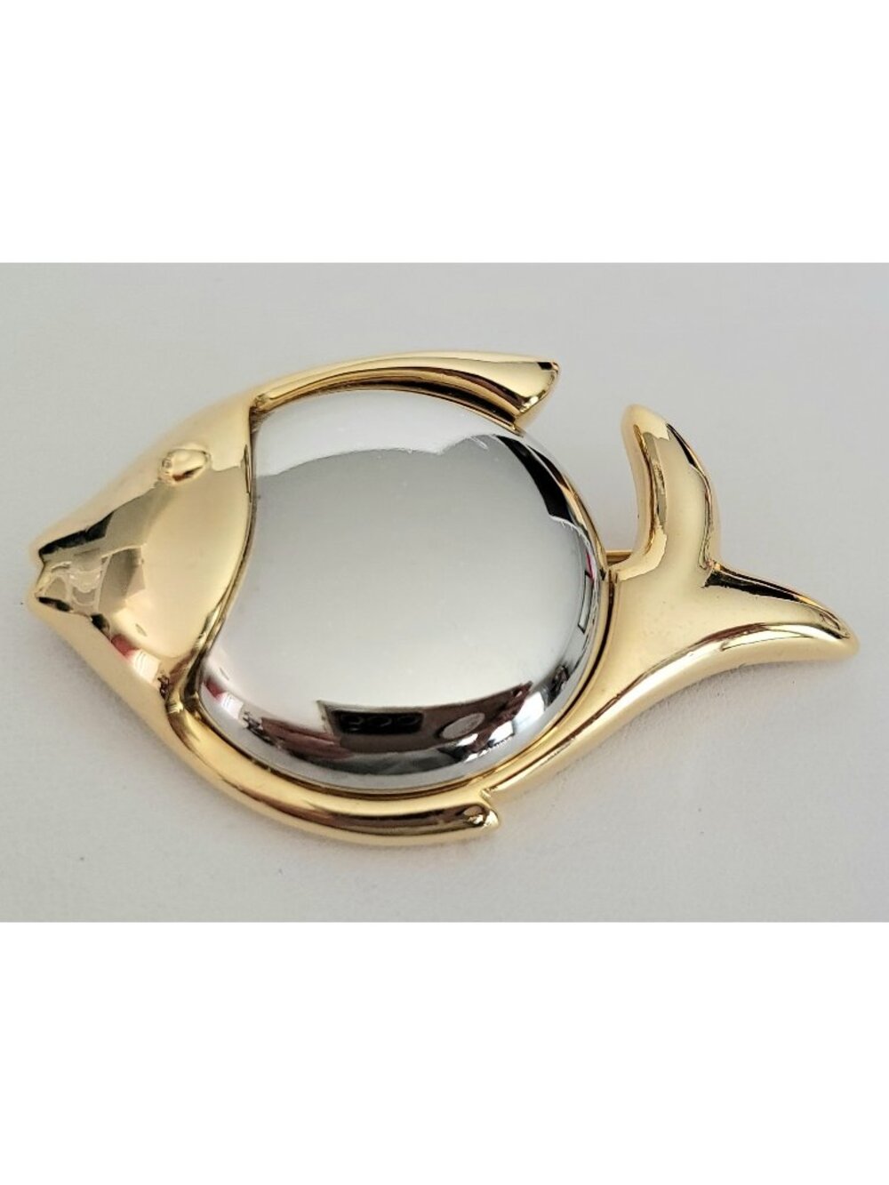 Liz Claiborne Gold, Silver Tone Fish Brooch, Signed M185
